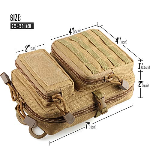 LIVANS Tactical Molle Utility Pouch, EDC Tool Pouch, Small Admin Pouch - color: Khaki