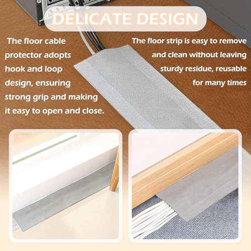 Floor Cable Covers - 10 Feet Wire Protector, Prevent Tripping (Gray) - color: 10 Feet-Gray
