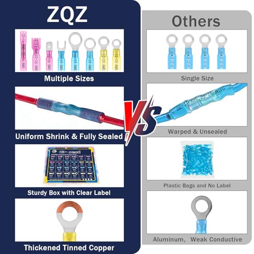 ZQZ 128Pcs Heat Shrink Marine Wire Connectors Assortment Kit, Waterproof - size: Heat Shrink
