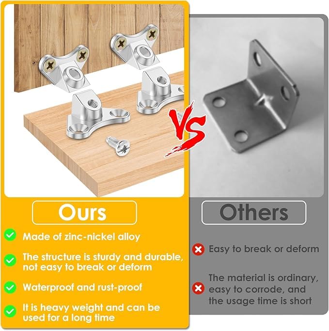 24Pack Butterfly Corner Bracket Detachable Corner Brace Alloy Right Angle L Bracket with Screws, Butterfly Shape Corner Fastener for Wood Furniture Cabinet Shelves Table Chair Bed (Nickel)