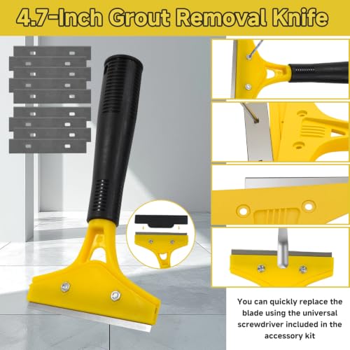 Grout Removal Tool Kit – 33Pcs Tile Caulk Scraper Set with Carbide Saws, Ergonomic Handle & Multi-Shape Blades for Efficient Bathroom, Shower & Kitchen Floor