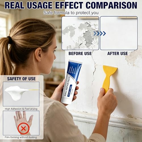 Efficient Drywall Repair Kit, Quick Drying Wall Repair Paste with Scraper & Sandpaper, Durable Spackle Wall Repair, Upgrade Wall Mending Agent for Holes & Cracks, Dents & Small Damage (1 Pcs) - color: 1 Pcs