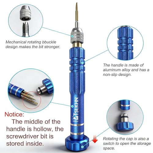 5-in-1 Multifunctional Small Screwdriver, PTSLKHN S2 Steel Magnetic Screwdriver Kit for Eyeglass, Sunglasses, Electronics, Cellphone, Jewelry and More - color: Blue 5in1