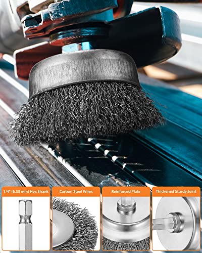 Rtteri 50 Pcs Coarse Wire Brush for Drill Set 1/4 Inch Hex