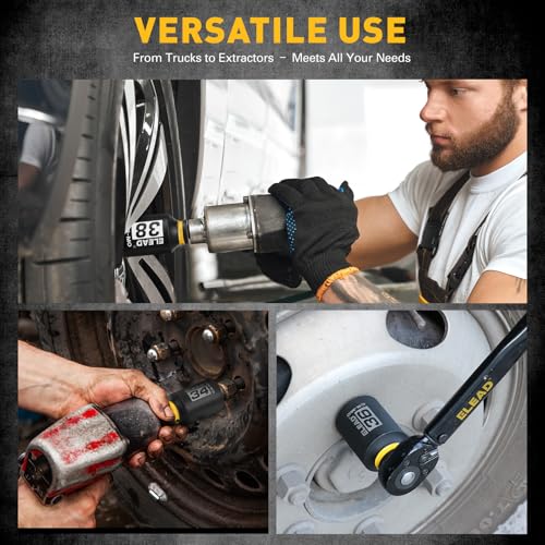 1/2'' Drive Deep Impact Socket Set: 11-Piece Metric Wheel Axle Nut Wrench Large Jumbo 27mm 29mm 30mm 31mm 32mm 33mm 34mm 35mm 36mm 38mm Car Spindle Joint High Torque Truck Bearing Locknut - style: Metric 6-Point