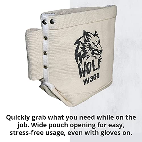 Wolf Canvas Tool Pouch, Tunnel Belt Loop, Bull Pin Loops & Bolt Bag Tote | Tradesman, Ironworker, Carpenter, 5’’x10’’x9’’ - color: Beige