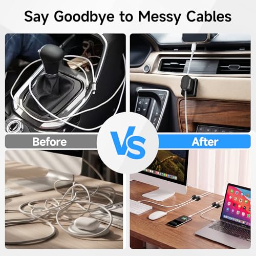6-Pack Magnetic Cable Clips with Detachable Magnetic Base, Auto Dock Cable Organizer, Self-Adhesive Cord Holder for Round & Flat Cables, One-Hand Cable Management for Desk, Car, Office - size: 6 Pack