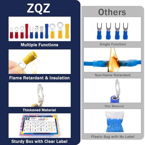 ZQZ 1520Pcs Wire Connectors Kit, Crimp Electrical Terminal Connectors - size: Mixed Crimp
