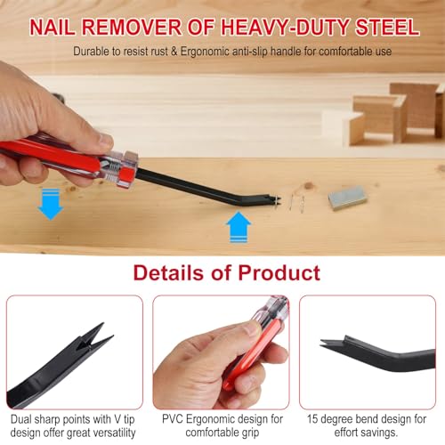 Staple Remover Tool, 2-Pack Upholstery Staple Puller with Double Prongs, Tack & Nail Lifter for Furniture, Floor, Wooden Case, Photo Frame, Carpet - size: Pack of 2