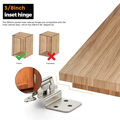 Ravinte Satin Nickel Kitchen Cabinet Hinges, 3/8" Inset, 20 Pack - size: 3/8" Inset