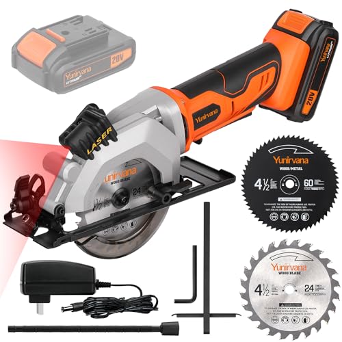 Yunirvana Mini Circular Saw, 20V 3400RPM Professional Cordless Circular Saw - style: 2.0Ah Circular Saw