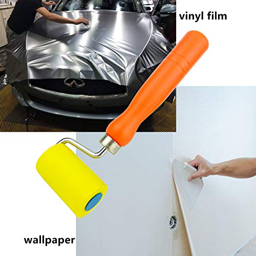CARTINTS Soft Seam Roller Tool, Safely Install Wallpaper, Vinyl Wrap, Window Film, with 2.4inch Sponge Roller Head and Comfortable Handle, 7.9inch Length - color: Sponge Roller