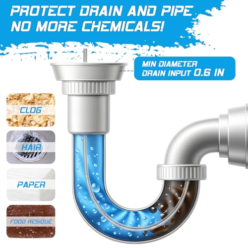 25FT Auto Feed Drain Snake Auger Drill or Manual Hair Clog Remover