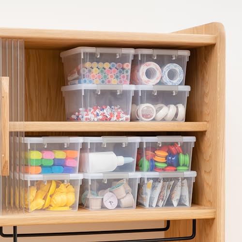 Citylife 20Packs 1.3Qt Small Storage Bins with Lids,Stackable Clear - color: Clear White, size: 1.3 QT(20 Pack)