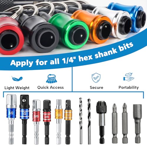 12PCS Bit Holders 1/4 Socket, Hex Shank Screwdriver Bit Holder for Impact Driver Drill Bit Keychain Extension Bar Quick Release Easy Change, Screwdriver Bit Holders for Tools & Home Improvement Gift - color: C01997_12pcs