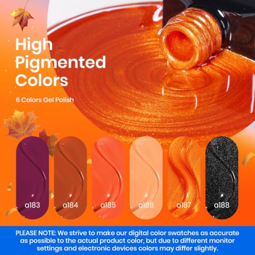 Beetles Fall Gel Nail Polish Set - Burnt Orange Shimmer Gel Polish - color: A - Mixed Finishes | Autumn Leaves
