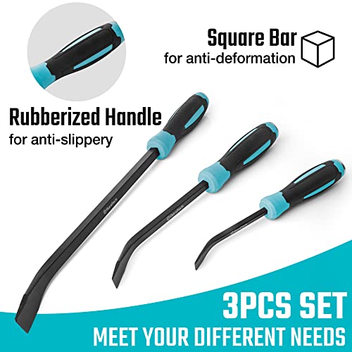 DURATECH 3-Piece Pry Bar Set, 8", 12" and 18", Hammer Strike Cap