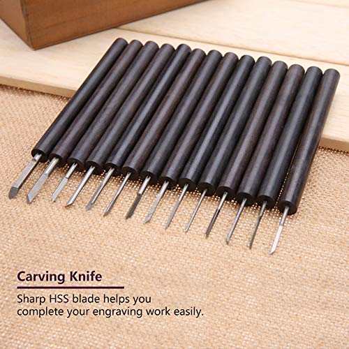 14Pcs Hand Carving Knife, Wood Carving Chisel Set DIY Woodworking Olive Nut Walnut Engraving Tool Set