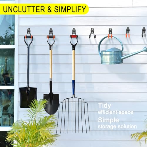 2 Pack Garage Hooks Heavy Duty Storage Organizer Wall Mount Power and Garden Tool Hangers, for Hanging Ladders, Ropes, Hose, Bulk Items - color: Black 2 pack