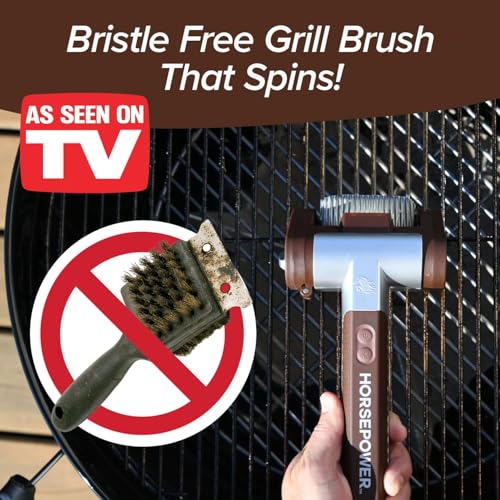 Horsepower Giddy Up Gold Bristle-Free Spinning Grill Brush, Cordless - style: Extra Battery Life