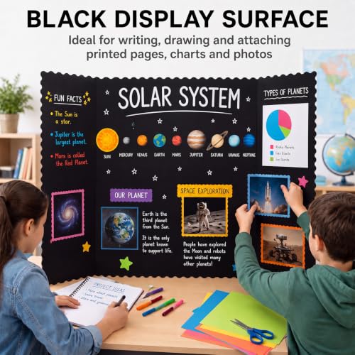 Ctosree 18 Pcs 14 x 22 Inch Tri Fold Poster Board Bulk for Display, Black - color: Black, size: 14 x 22 inch