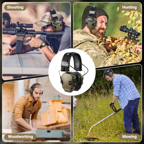 Electronic Shooting Ear Protection w/Gel Pads, 23dB NRR Active Noise Reduction & 3X Amplification Headset for Shooters - color: Brown