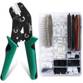SN-2549 Dupont Crimper, 1290PCS 2.54mm Dupont Connector Kit with Ratcheting Open Barrel Terminal Crimping Tool, 28-18 AWG, White & Black Housings, Male Female Terminals, Headers & Ribbon Cable - color: 1290pcs
