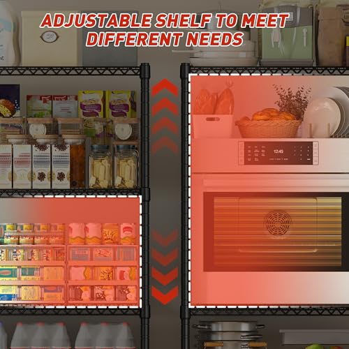 REIBII Extra-Wide 60"W 4-Tier Wire Shelving with Wheels, 2399lbs for Garage - size: 4-Tier,60" W X 65.5" H X 18" D