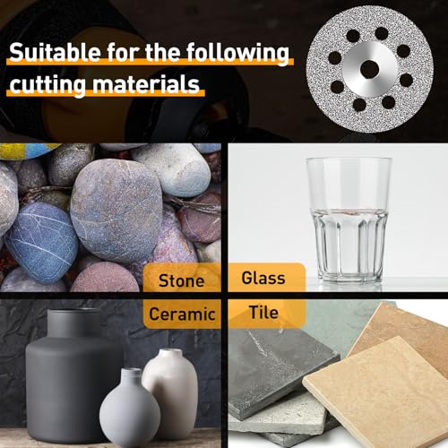 FOTYBEI 30pcs 545 Diamond Coated Cutting Wheel (22mm) for Dremel Rotary Tool with 402 Mandrel (3mm) 6pcs and Screwdriver for Rotary Tool Accessories Stone Glass Cutting (30pcs-22mm) - style: 30pcs-22mm
