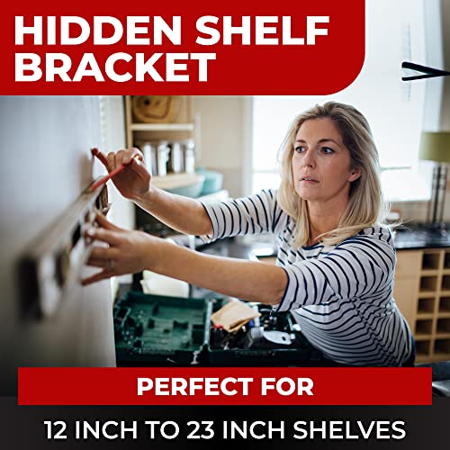 Set of 2 Floating Shelf Brackets 11 inch Multiple Mounting Location Baseplate/Heavy Duty Black Painted Mild Steel Bracket Hidden Wall Shelves Support Hardware Mount Kitchen/Nursery Decor(10 inch Rods) - size: 10 inch Rod