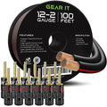 GEARit 12 Gauge Speaker Wire 100FT, 12/2 CCA Cable with 12 Banana Plugs - color: Black (with Banana Plugs), size: 12AWG / 100 Feet