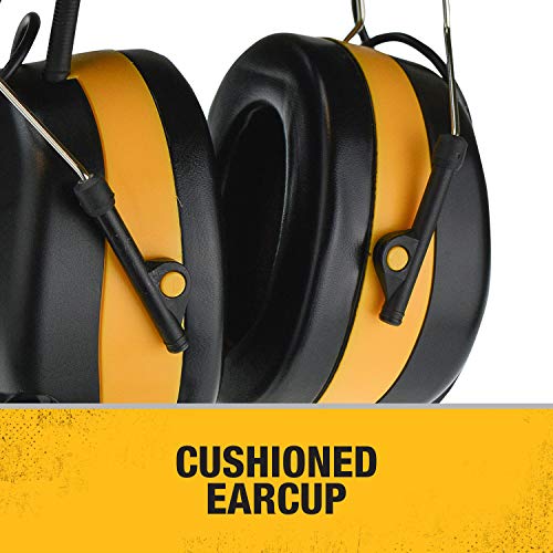 DEWALT DPG15 Hearing Protection Earmuffs with AM/FM Radio, LCD Display, 8 Presets, 3.5mm Aux, NRR 25dB