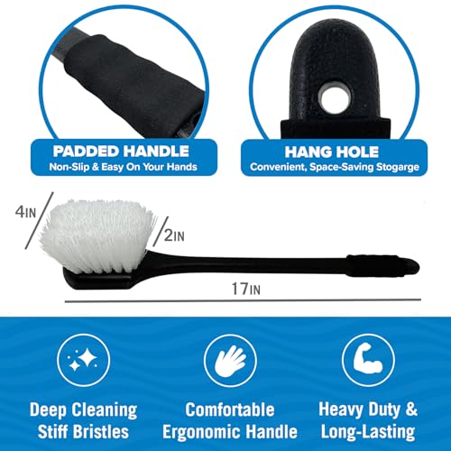 Stiff Hand Scrub Brush, Large Handle Heavy Duty Tire and Wheel Cleaning - style: Long Handle