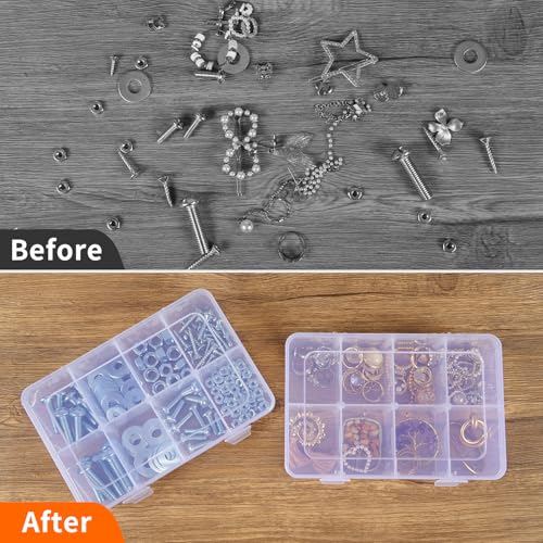 QUEFE Bead Organizer Box 4 Pack 8 Grid Plastic Tackle Box Storage Dividers - size: 4pcs