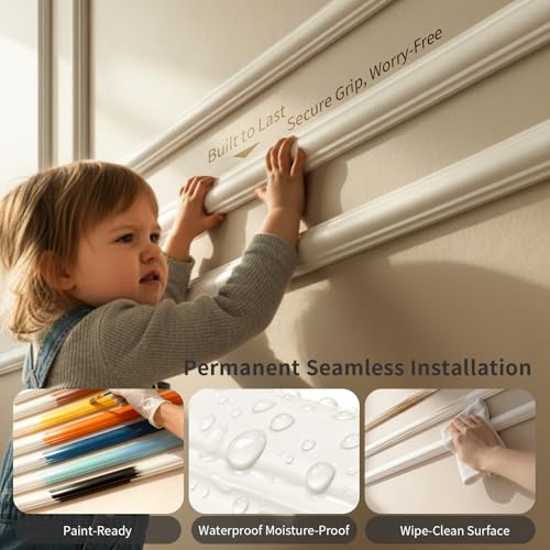 VCK Pre-Cut Wall Molding Set of 6 | Wainscoting Panels Kit for Accent Wall | Ready-to-Assemble Wall Panels for Living Room, Bedroom | Easy DIY Installation with Glue (3 Top & 3 Bottom) - size: 54x24