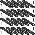 20Pcs Black Straight Brackets Heavy Duty Stainless Steel 4 Inch Straight Brace Flat Mending Plates, Repair Fixing Joining Brackets for Wood Furniture with Screws, CAM-S10020B-20