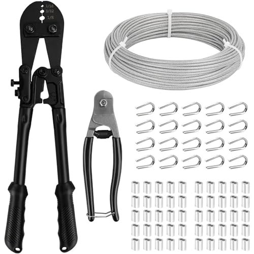 TooTaci 1/8" Wire Rope Kit, 100FT Vinyl Coated 304 Stainless Steel Cable