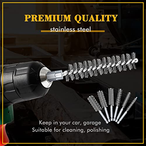 24 Pieces Bore Brush for Drill Wire Bore Brush Set Wire Cleaning Set Stainless Steel Cleaning for Power Drill Impact Driver (Stainless Steel) - style: Stainless Steel