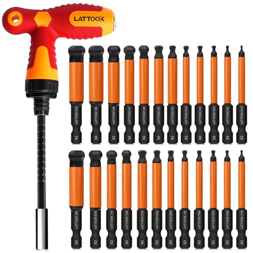 Metric & SAE Ball End Hex Bit Set with T Handle Ratchet Driver - style: 24PCS 2.5IN Ball Hex Bits+T Handle