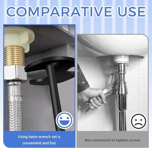 Multifunctional Sink Wrench Faucet Tool, Adjustable Basin Wrench Set, 360° Rotatable Sink Wrench for 21-32mm Faucet Nuts, Plumbing Tool for Kitchen Bathroom Under Sink Installation & Repair