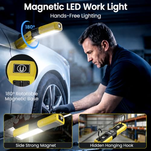 Magnetic Flashlight 6000mAh Rechargeable, LED Underhood Protable Work Light