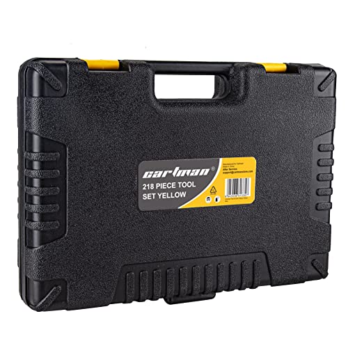 CARTMAN 218-Piece Household Tool Set, Yellow Home Repair Kit With Tool Case - style: 218 PC