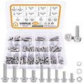 VIGURE 228PCS M6 M8 Metric Bolt Assortment Kit, M6 x 12/16/20/25/30mm Stainless Steel Flanged Hex Bolts and M8 x 16/20/25/30mm Flange Metric Bolts and Nuts Kit - size: 228PCS M6 M8 Metric Bolts