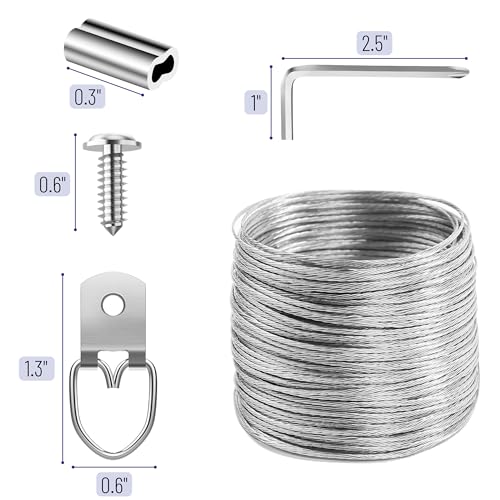 Mr. Pen- Picture Hanging Kit, 100 Feet Stainless Steel Braided Hanging Wire