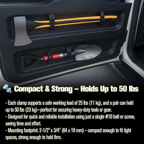 6 Pack Quick Assist Clamp Mount Clamps Release Rubber Fist Mounting Tool – Shovel Mount For Roof Rack, Fits 1-3/8'' Diameter Or Round Tube, Fit for UTV ATV Boat Van Any Wall, RV Car Accessories Kit