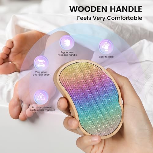 BEZOX Stainless Steel Pedi Egg Foot File Callus Remover for Dry and Wet Feet, Smooth Rough Skin, Plastic-Free Pedicure Tool Pumice Stone, Washable Foot Scrubber for Cracked Heels - Rainbow - style: Rainbow