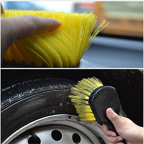 8" Utility Scrub Brush, Plastic Handle, Nylon Bristles, Heavy Duty Cleaning Brush for Outdoor, Wheels and Tire