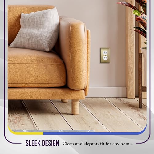 ENERLITES Duplex Receptacle Outlet Metal Wall Plate, 1-Gang, Brushed Brass - color: Brushed Brass, size: Standard Size