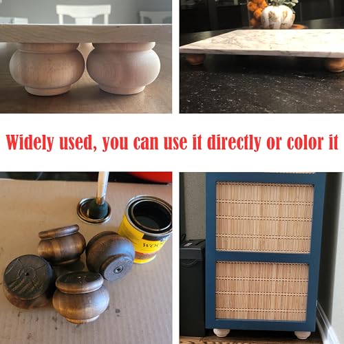 2 Inch Wooden Furniture Legs, Solid Wood Unpainted Replacement Furniture Legs, Cabinet Legs/Desk/Sofa/Bookcase Bun Feet, DIY Wooden Round Legs with Mounting Plate & Screws Set of 4 (2 Inch) - size: 2 Inch