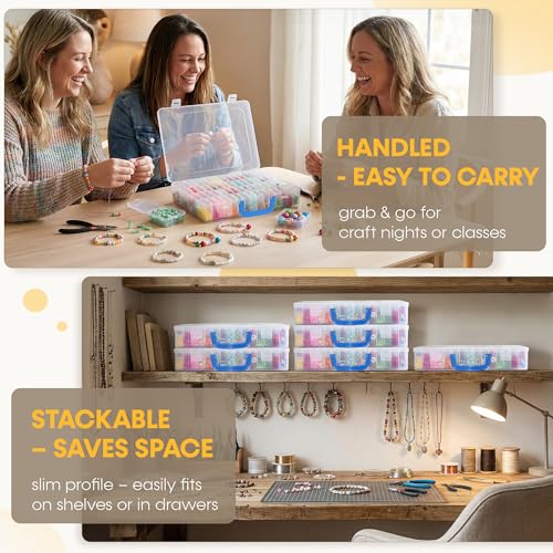 Bead Organizer with Handle, 60Pcs Small Clear Bead Storage Boxes with Labels, Large Craft Case and Mini Plastic Dispensing Containers for Jewelry Making Diamonds Arts Screws Seeds Small Parts - size: 1 Pack - 60 Pcs (2.16" x 2.16" x 0.78")